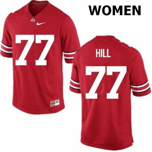 Women's Ohio State Buckeyes #77 Michael Hill Red Nike NCAA College Football Jersey Authentic ZWE3544KP